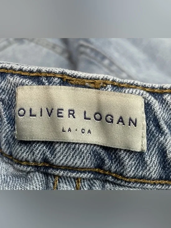 Oliver Logan Aberdeen Wide Leg Crop Jeans Womens Size 30 Blue High Rise Raw Hem - Picture 8 of 14